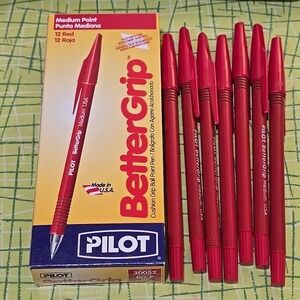 VTG Pilot Better‎ Grip Ballpoint Red Ink Pens Cushion Grip 30052 BG-P Medium USA